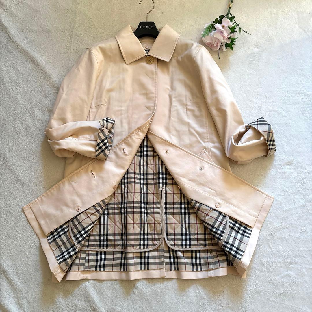 人気✨バーバリー　ノバチェック トレンチコート ライナー付　ピンクベージュ