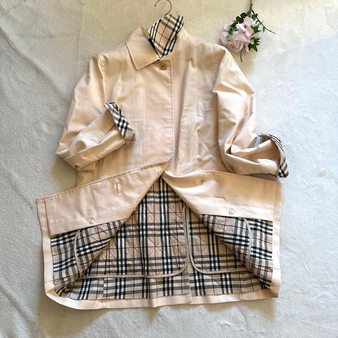 人気✨バーバリー　ノバチェック トレンチコート ライナー付　ピンクベージュ