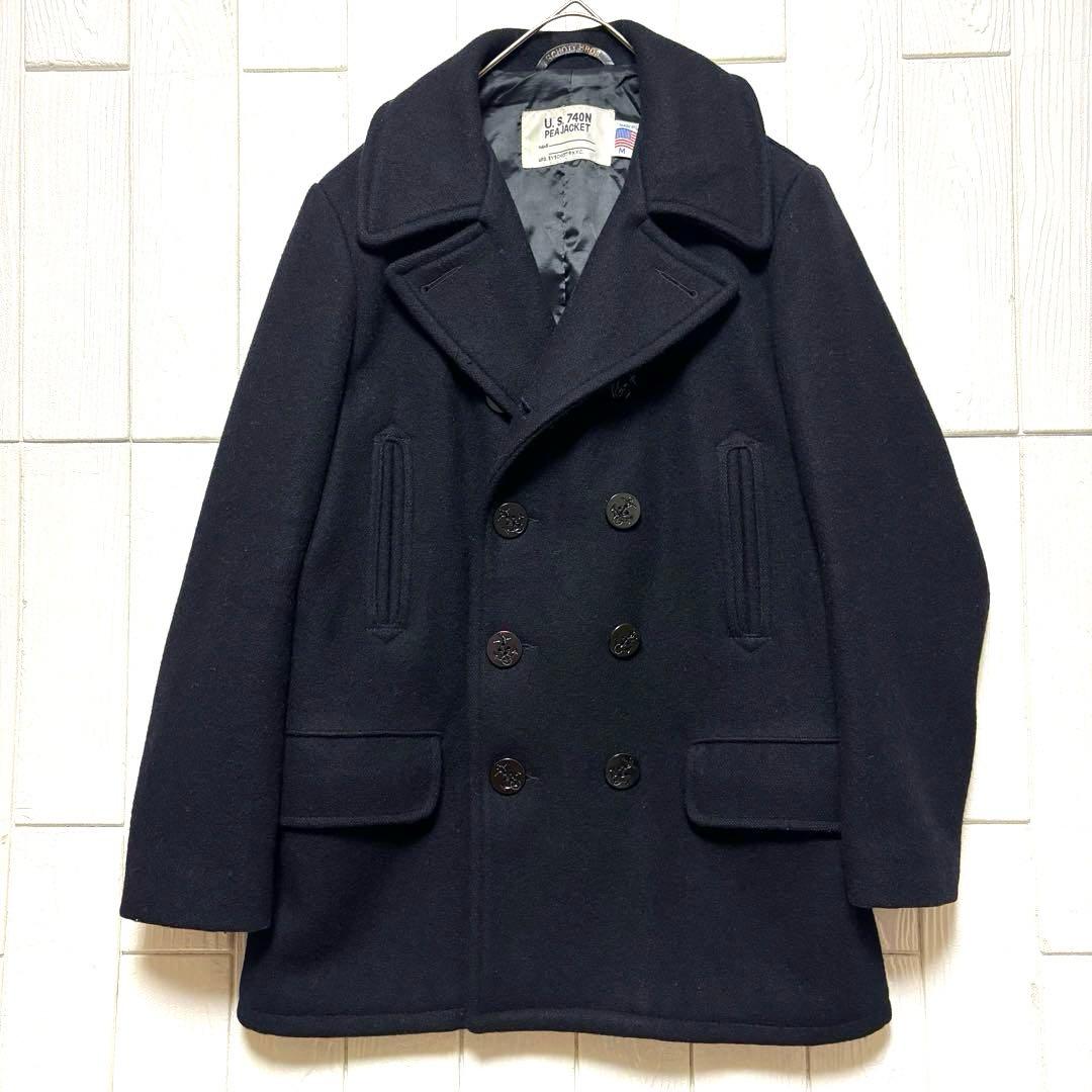 希少 4ポケット USA製 SCHOTT 740N メルトン ピーコート M 黒