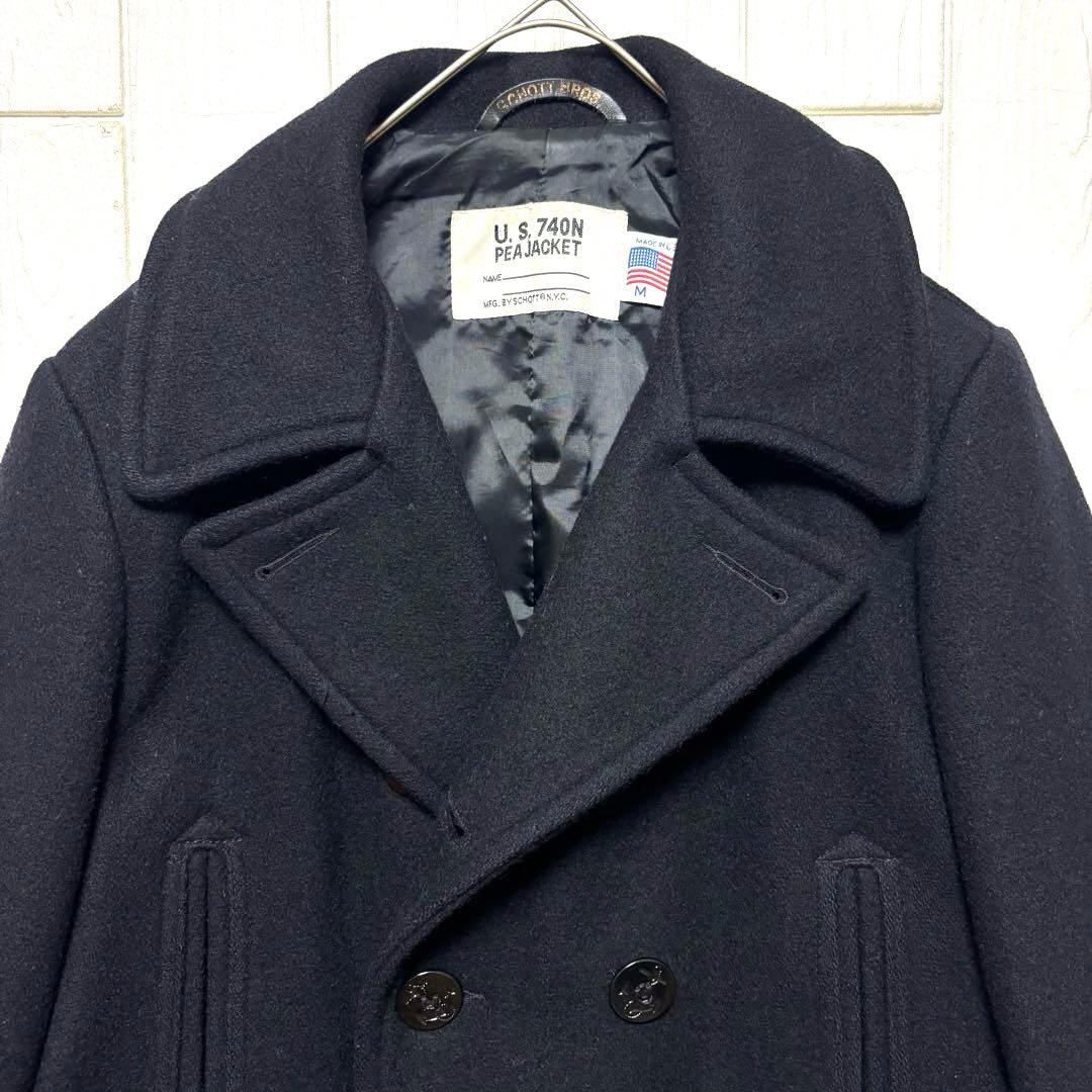 希少 4ポケット USA製 SCHOTT 740N メルトン ピーコート M 黒