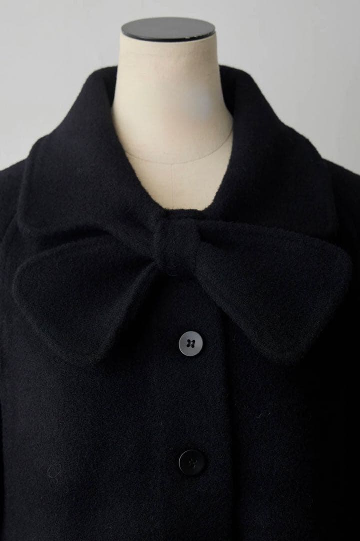 ウールタッチファーポケットポンチョコート/ ブラック Frene