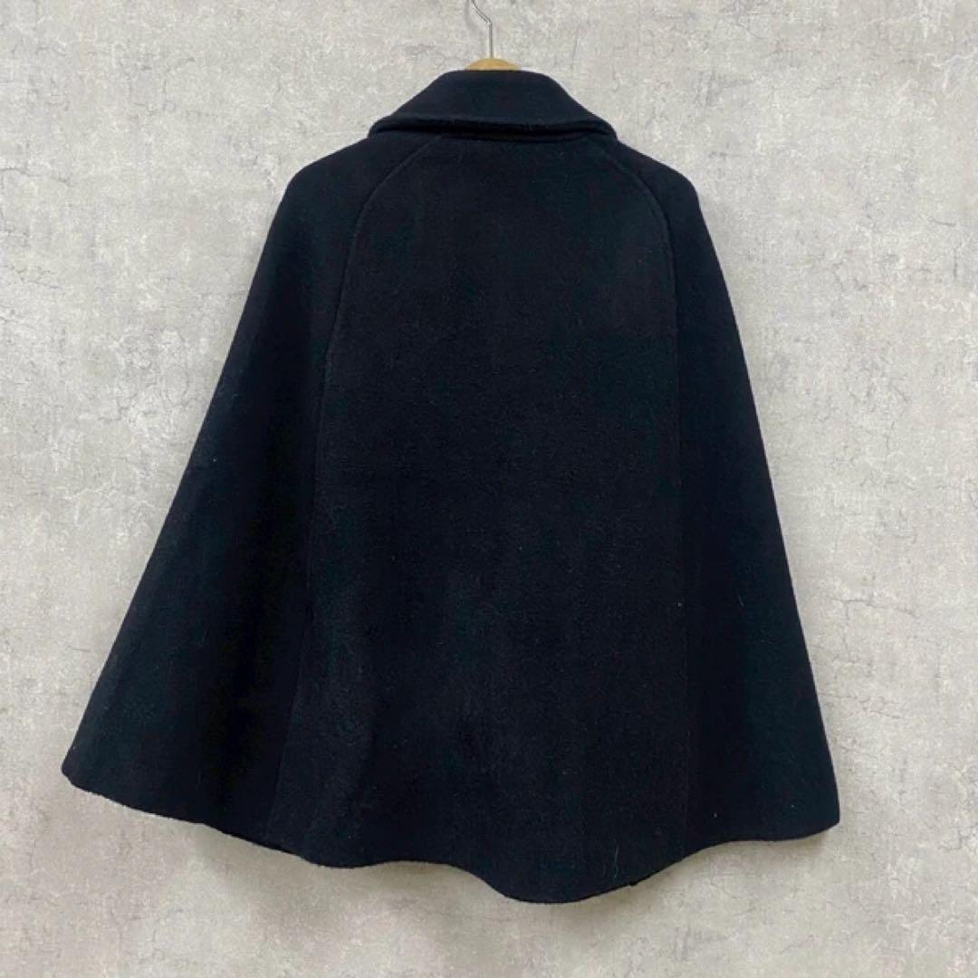 ウールタッチファーポケットポンチョコート/ ブラック Frene