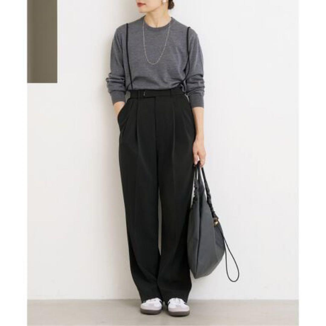 【IENA】サスペンダーツイルパンツ 黒 38