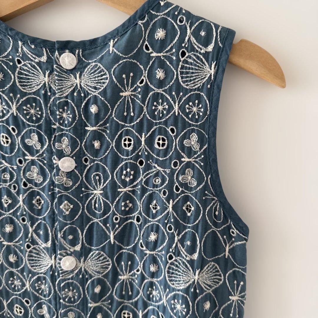 minä perhonen キッズ 刺繍ノースリーブワンピース