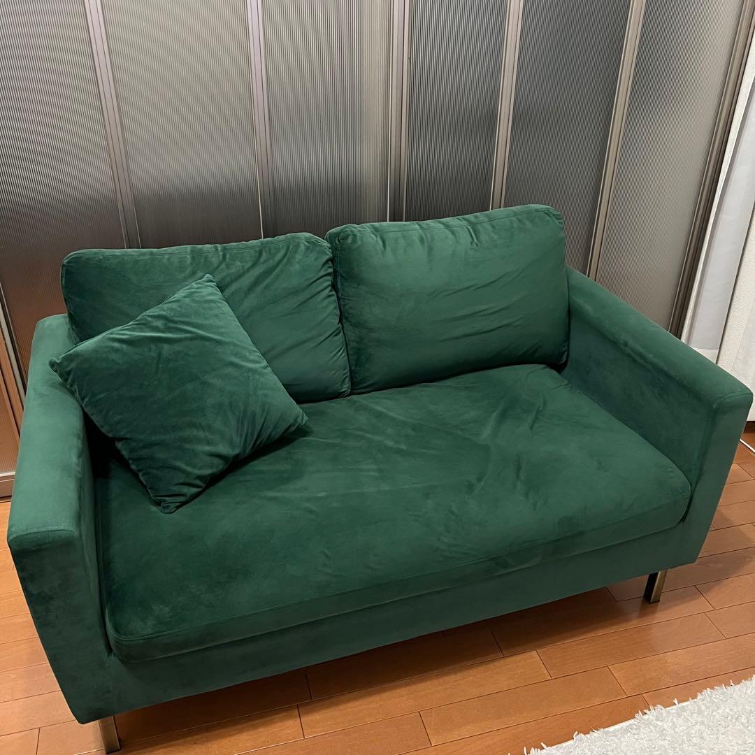 LOWYA ベルベット調ソファ 2人掛け