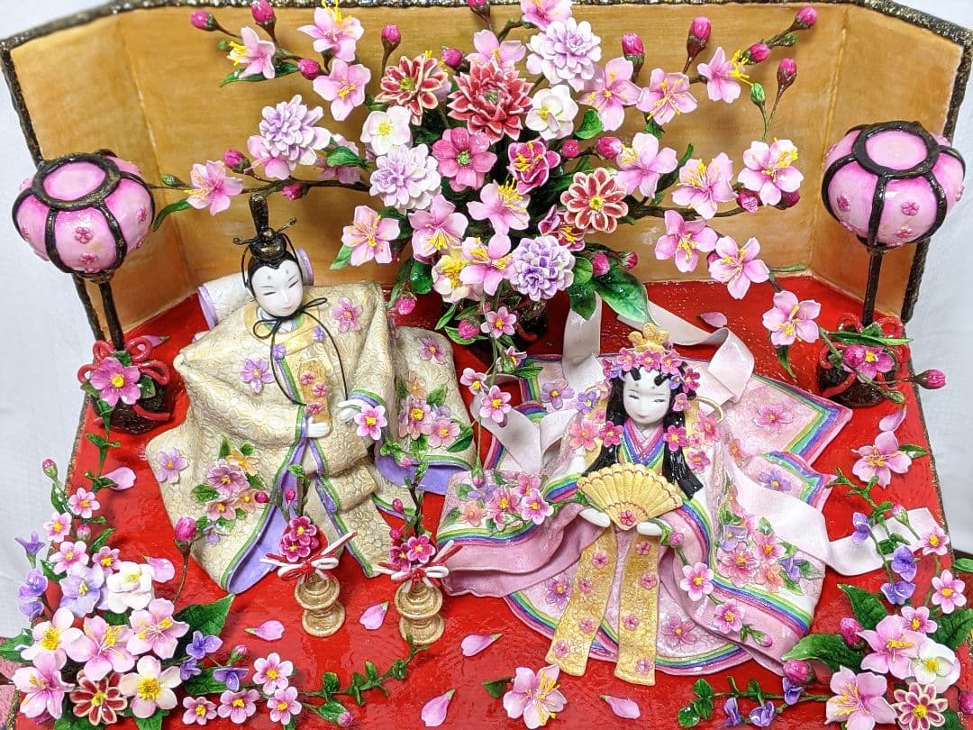 ひろりん様２点おまとめ♡クレイフラワー♡雛人形♡お雛様フラワーアレンジメント