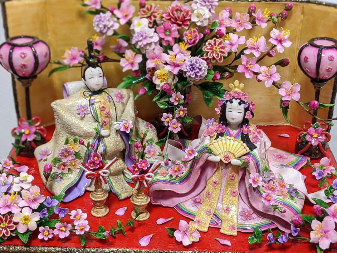 ひろりん様２点おまとめ♡クレイフラワー♡雛人形♡お雛様フラワーアレンジメント