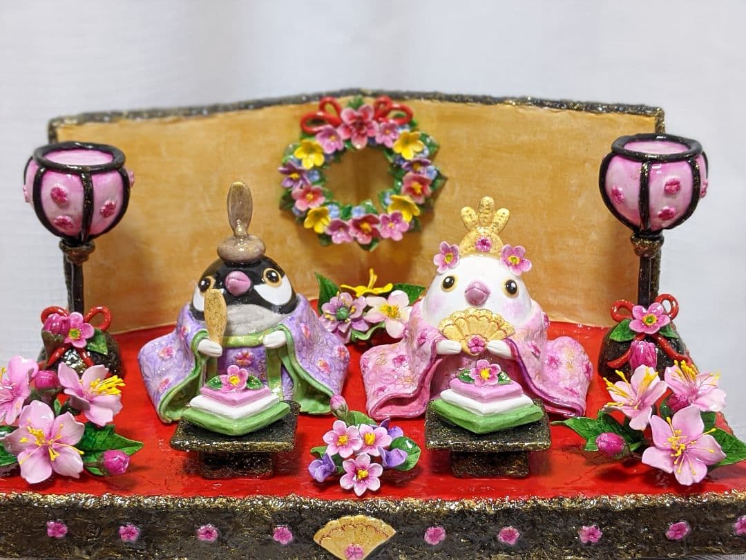 ひろりん様２点おまとめ♡クレイフラワー♡雛人形♡お雛様フラワーアレンジメント