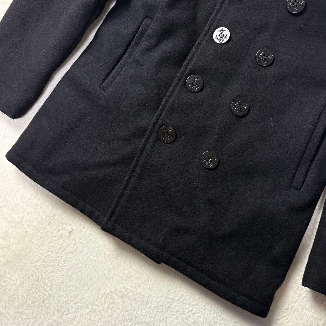 L相当 schott pコート USA製 碇ボタン キルティング ブラック