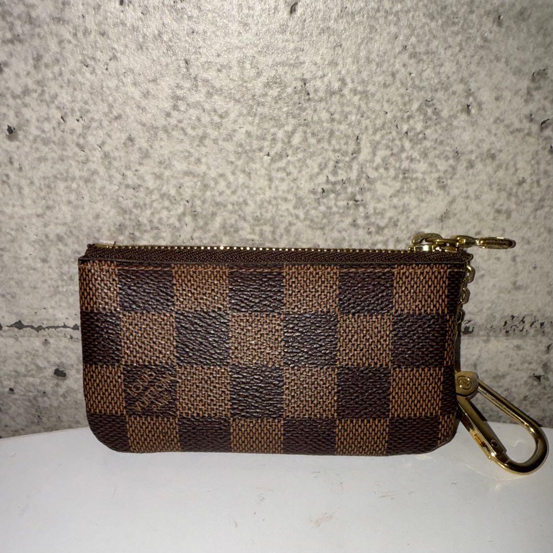 ブラウン チェック柄 キーケース ゴールドカラビナ付き　よる様限定