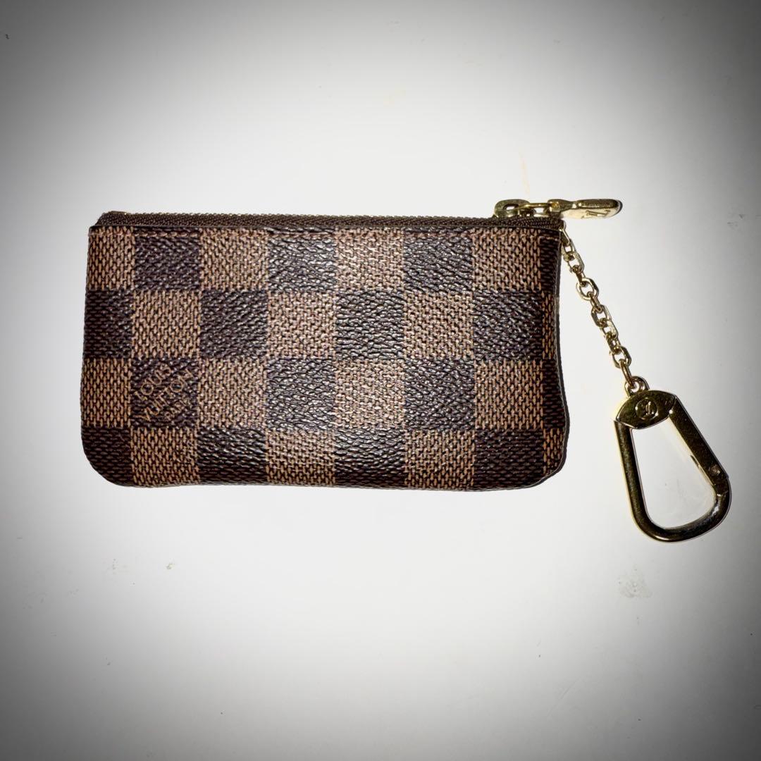 ブラウン チェック柄 キーケース ゴールドカラビナ付き　よる様限定