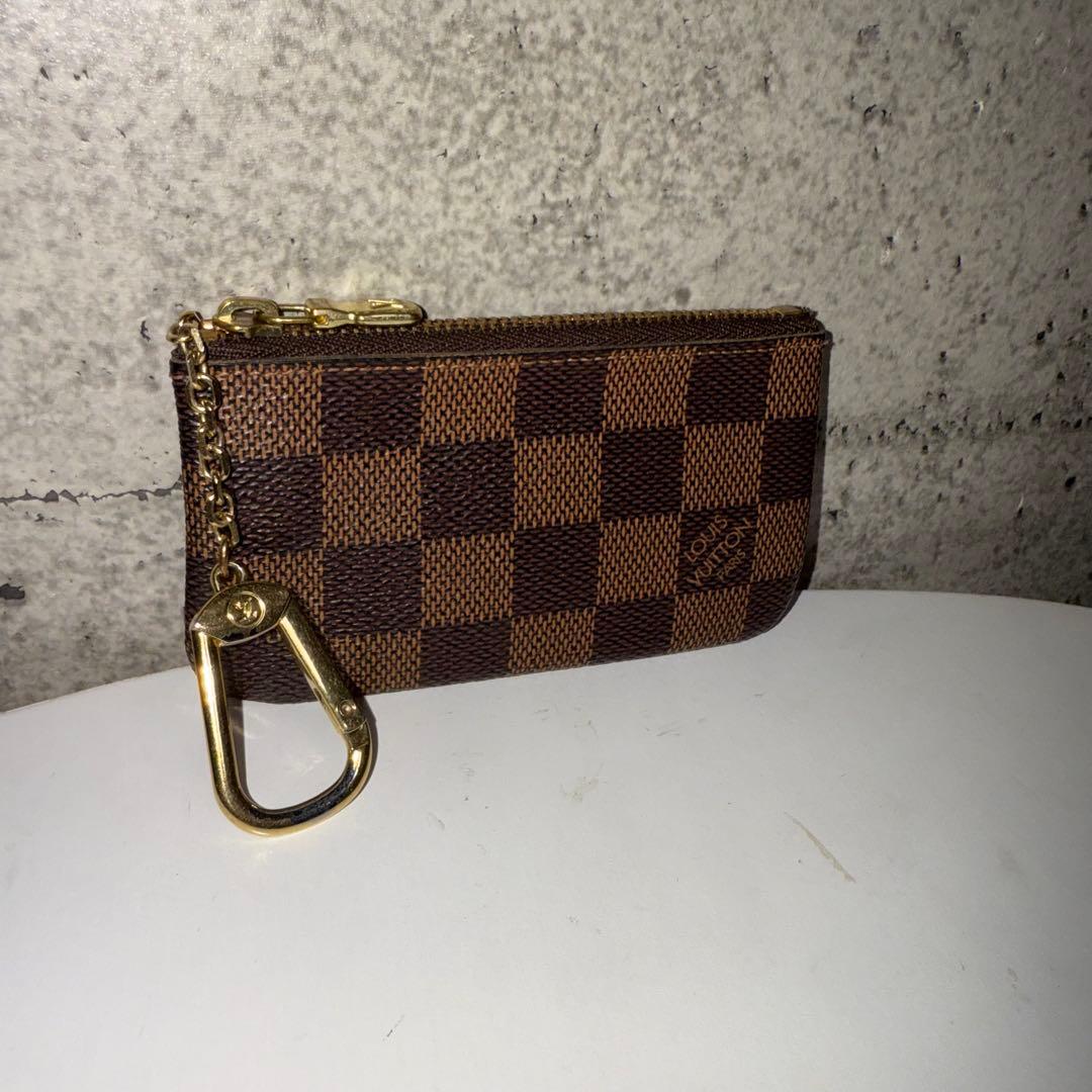 ブラウン チェック柄 キーケース ゴールドカラビナ付き　よる様限定