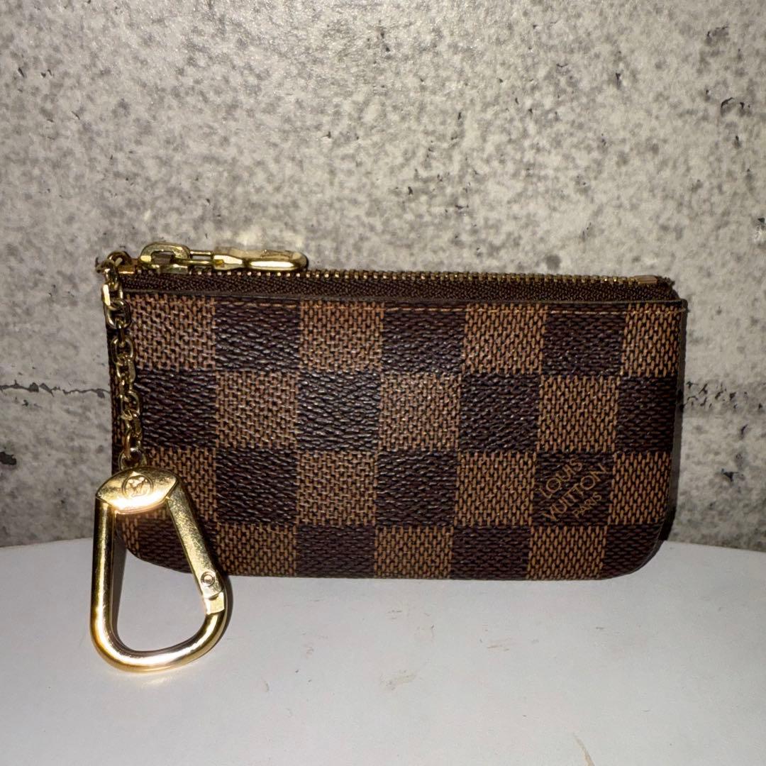 ブラウン チェック柄 キーケース ゴールドカラビナ付き　よる様限定