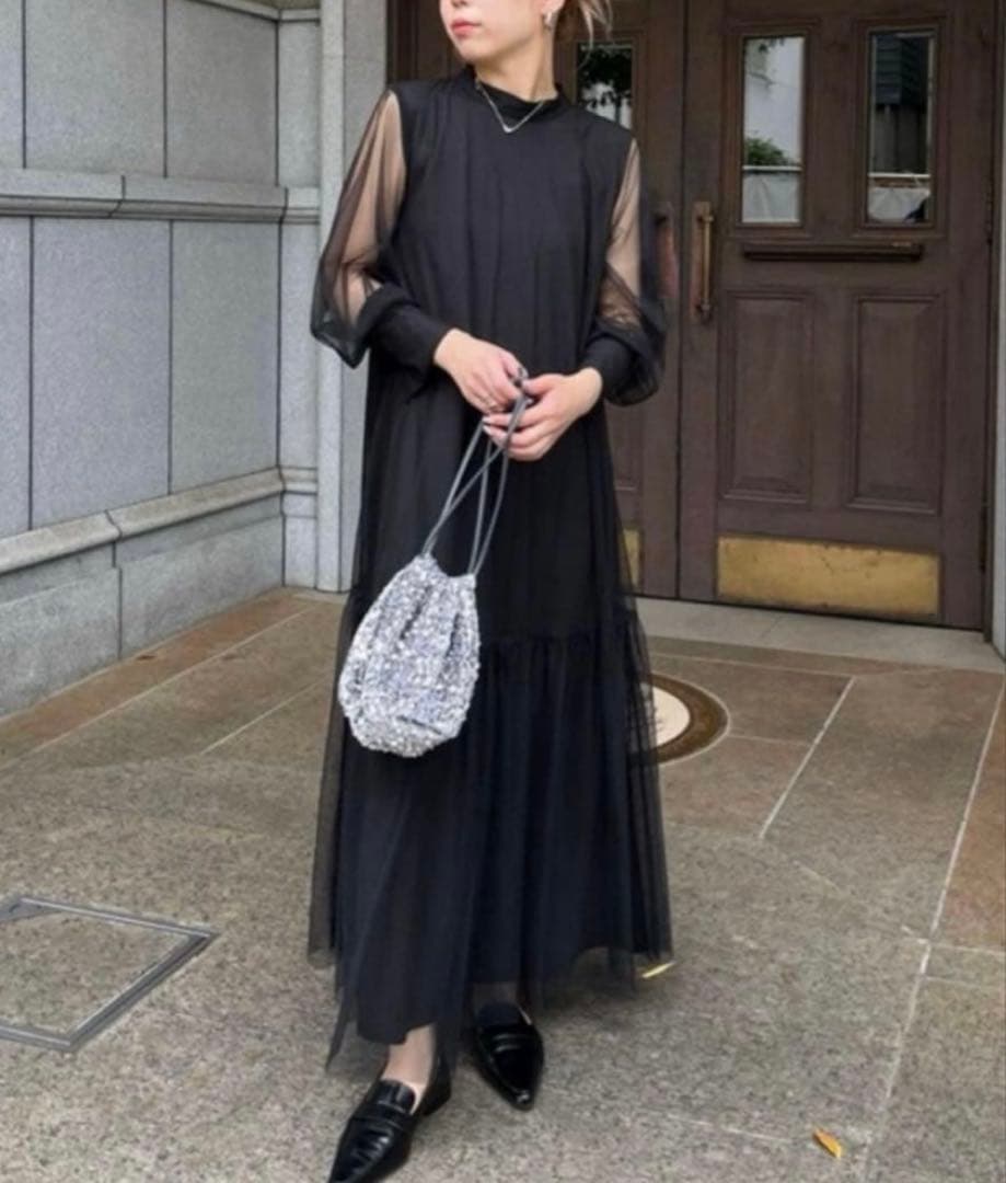 CAPRICIEUX LE'MAGEチュールハイネックワンピース