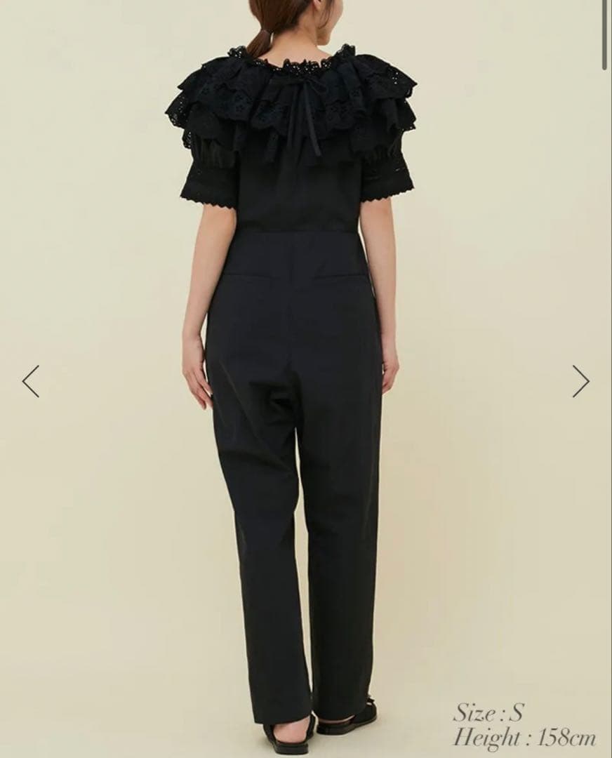 seventenbymihokawahitoフリル付きブラックオールインワンM