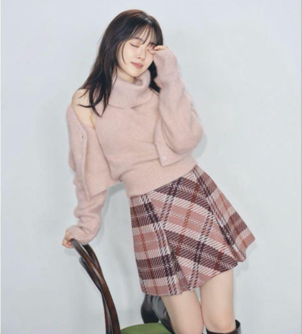snidel スナイデル ロービングチェックスカート PNK ピンク