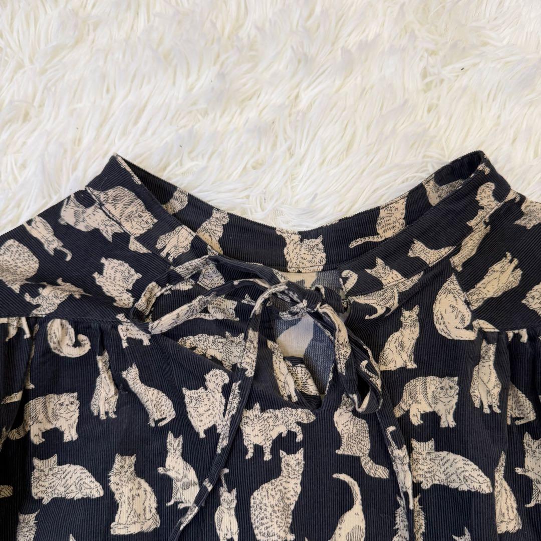 ツハルバイサマンサモスモス Liberty Meow柄 細コールワンピース