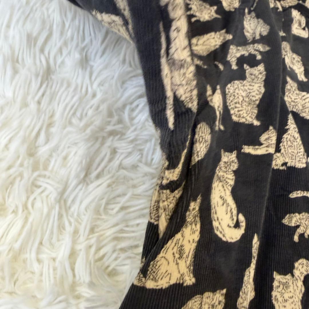 ツハルバイサマンサモスモス Liberty Meow柄 細コールワンピース