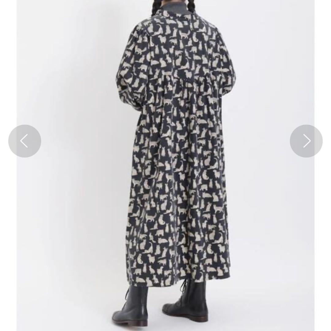 ツハルバイサマンサモスモス Liberty Meow柄 細コールワンピース