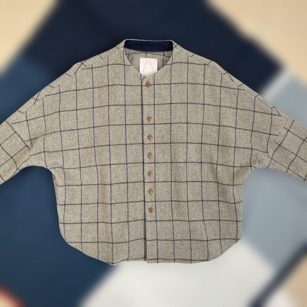 パラスパレス/ノーカラードルマンワイドウールシャツ