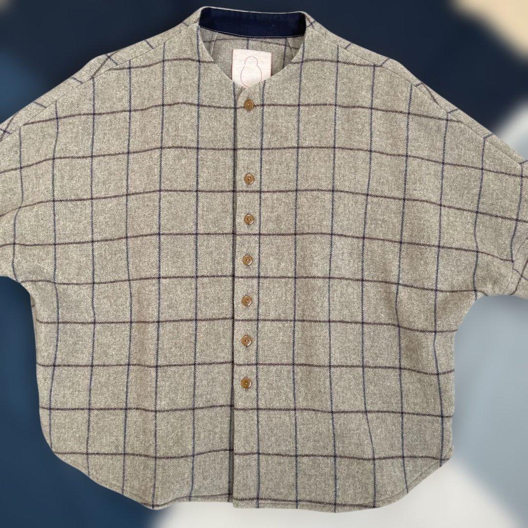 パラスパレス/ノーカラードルマンワイドウールシャツ