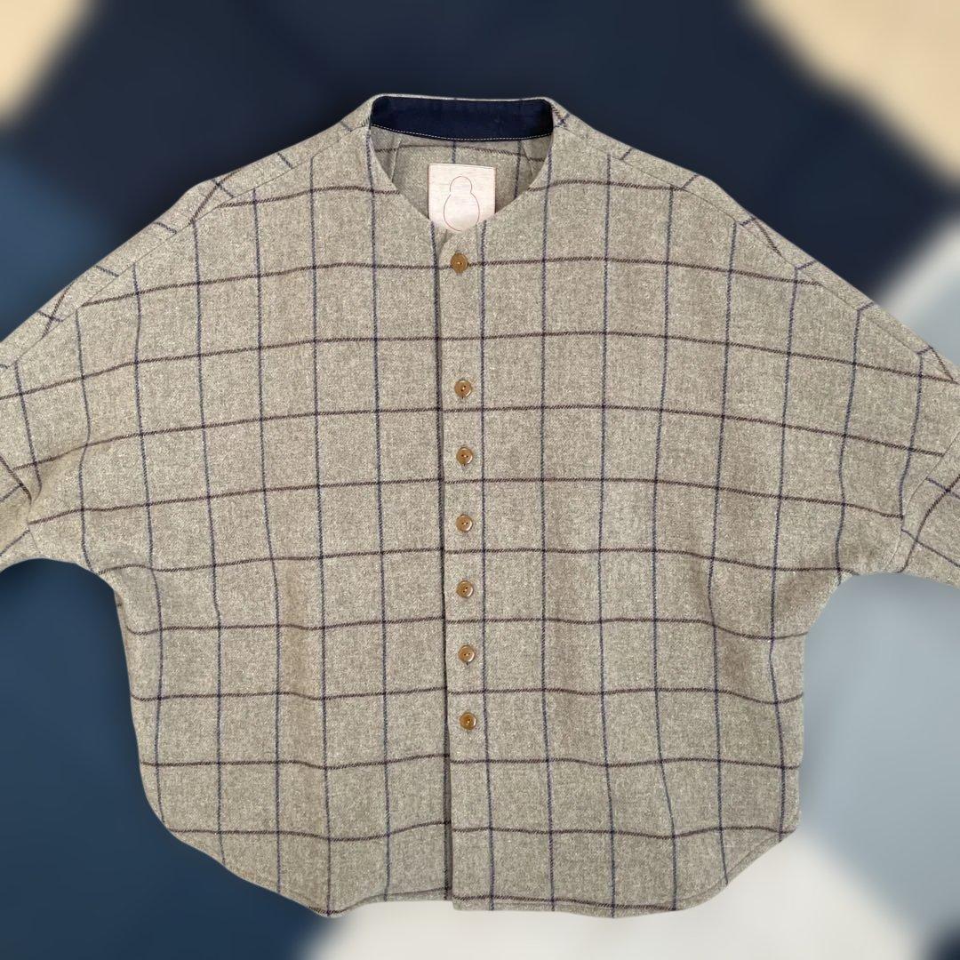 パラスパレス/ノーカラードルマンワイドウールシャツ