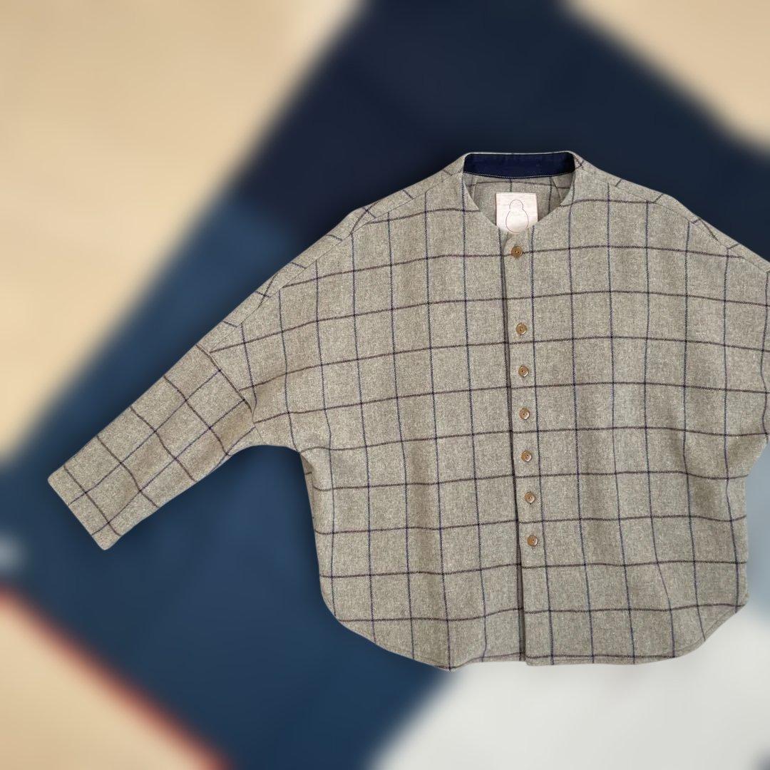 パラスパレス/ノーカラードルマンワイドウールシャツ