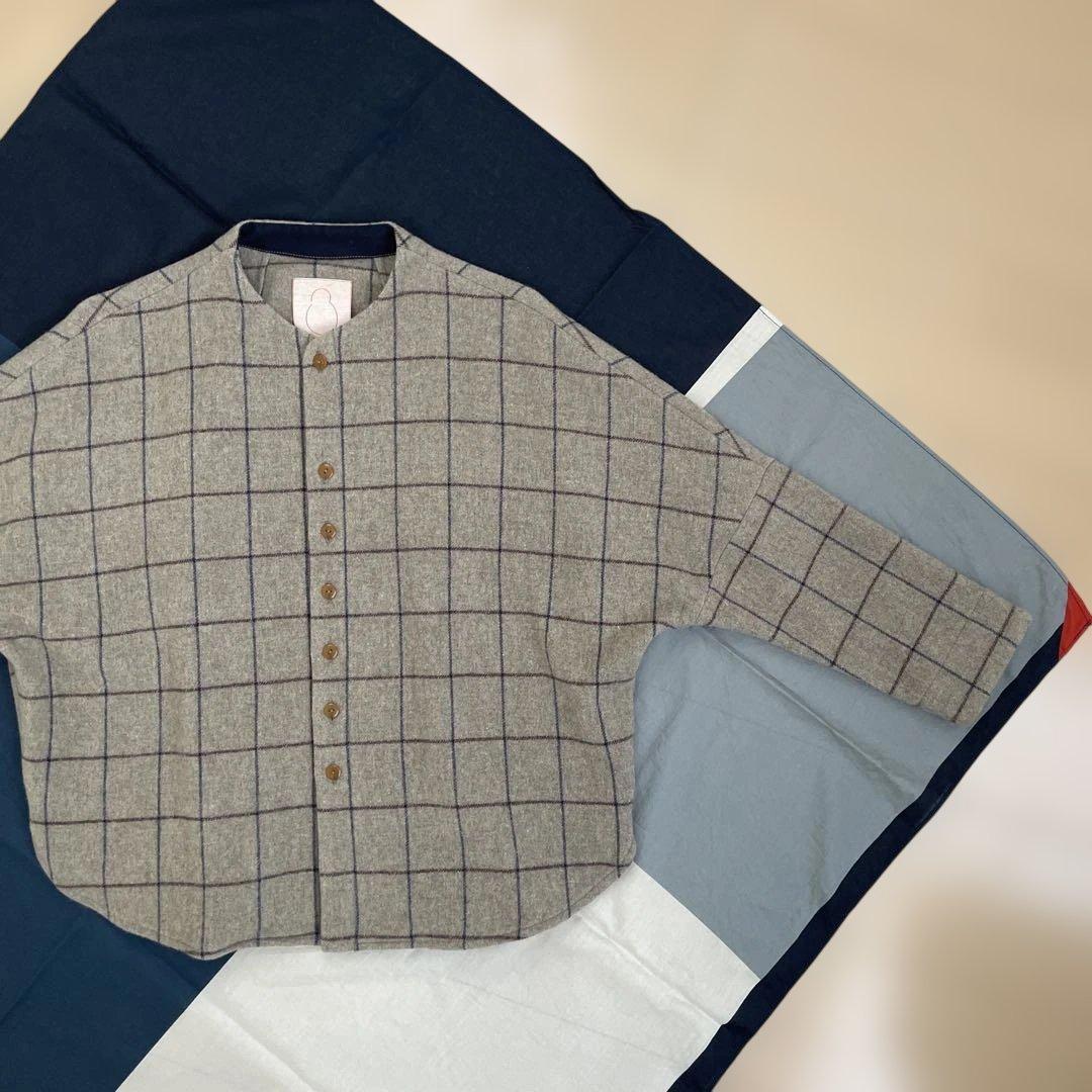 パラスパレス/ノーカラードルマンワイドウールシャツ