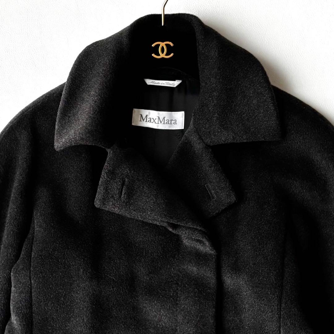 Max Mara ロングコート マキシ丈　白タグ　カシミヤ混　比翼仕立て　40