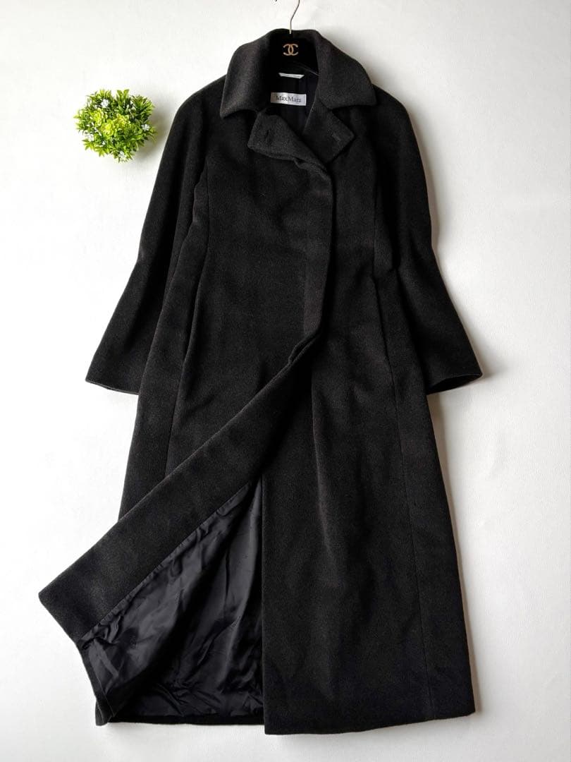 Max Mara ロングコート マキシ丈　白タグ　カシミヤ混　比翼仕立て　40