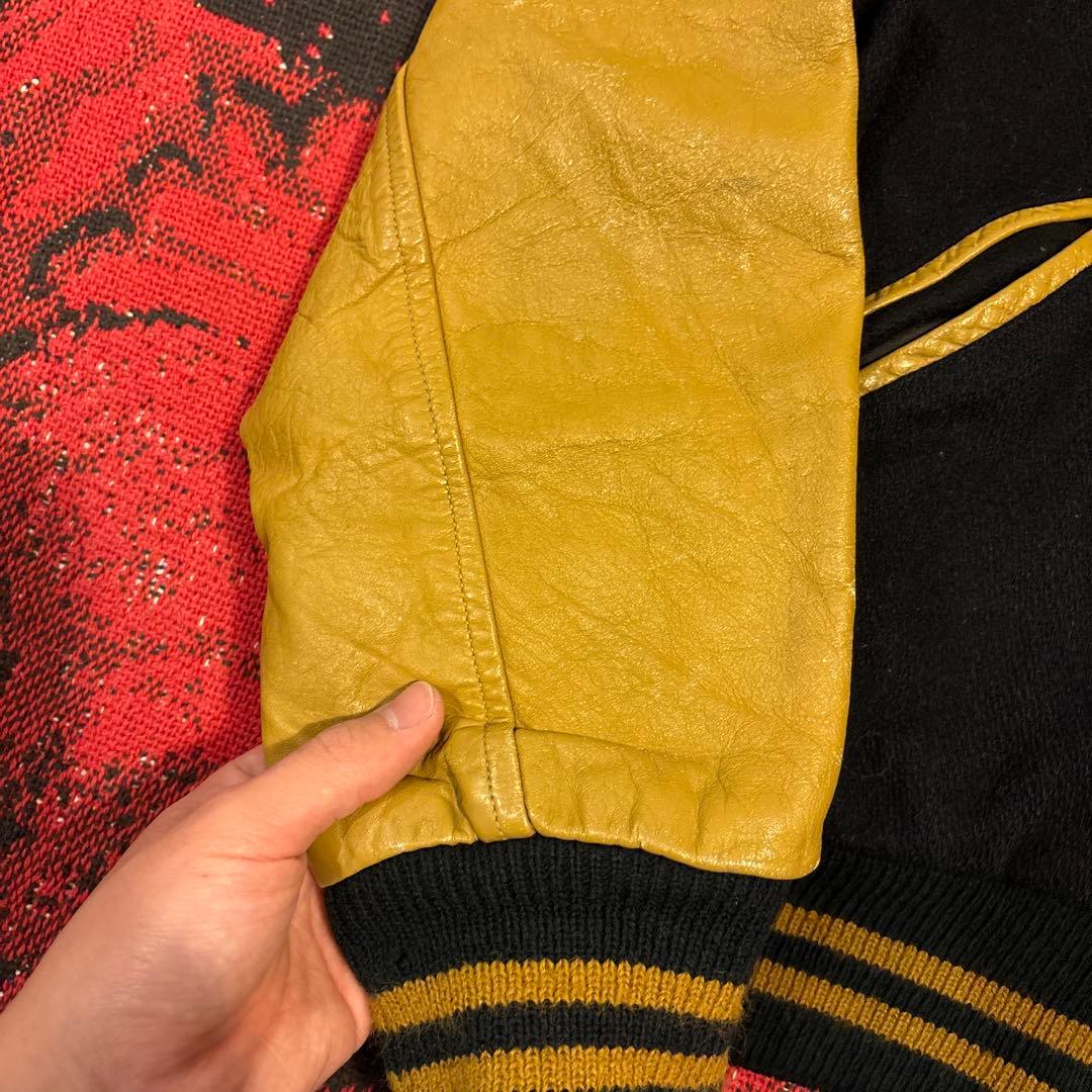 60s〜70s ウール/レザースタジャン ヴィンテーUSA製　DeLONG