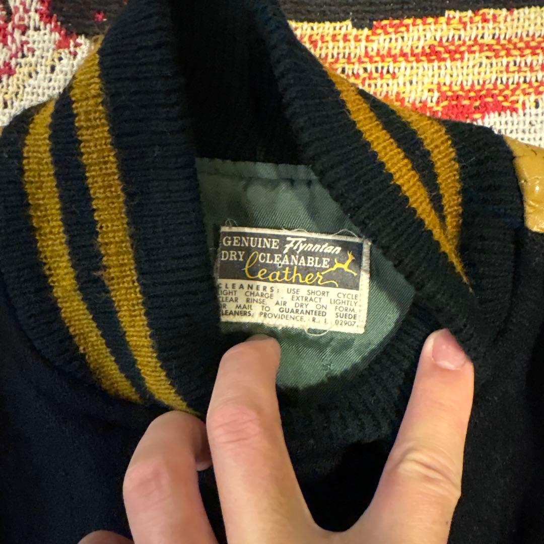 60s〜70s ウール/レザースタジャン ヴィンテーUSA製　DeLONG