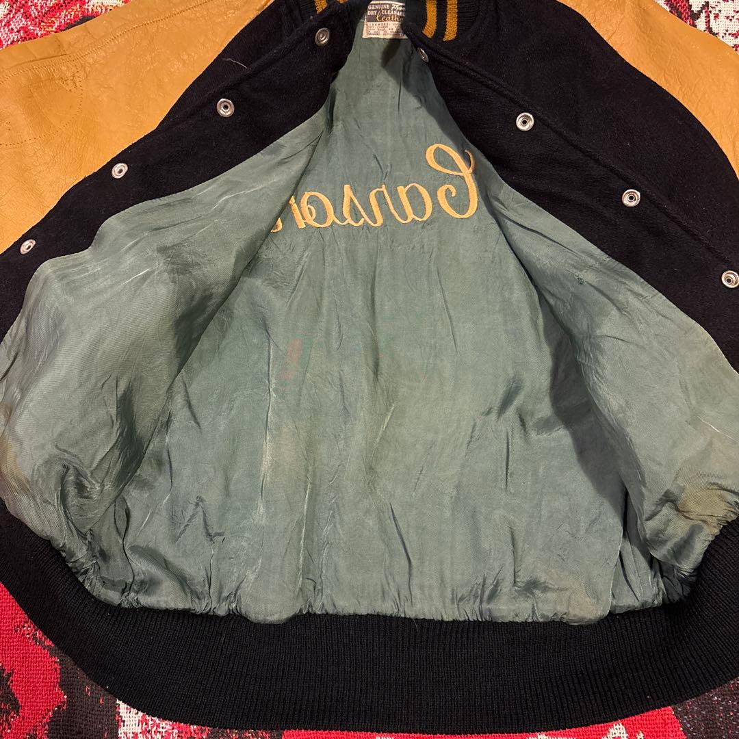 60s〜70s ウール/レザースタジャン ヴィンテーUSA製　DeLONG