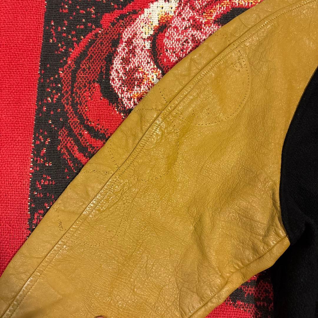 60s〜70s ウール/レザースタジャン ヴィンテーUSA製　DeLONG