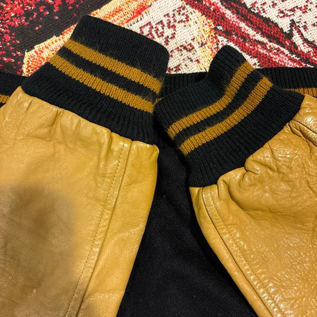 60s〜70s ウール/レザースタジャン ヴィンテーUSA製　DeLONG