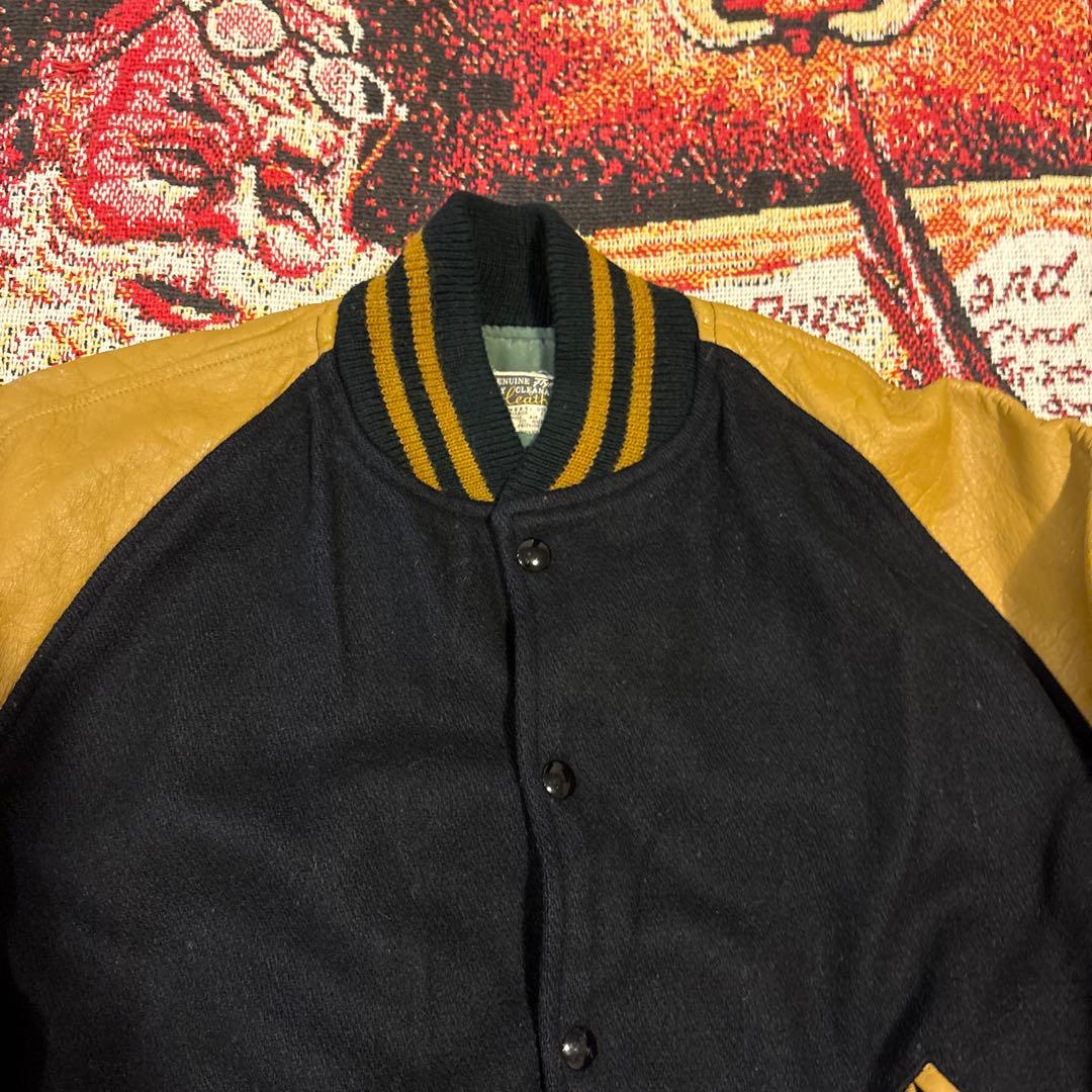 60s〜70s ウール/レザースタジャン ヴィンテーUSA製　DeLONG