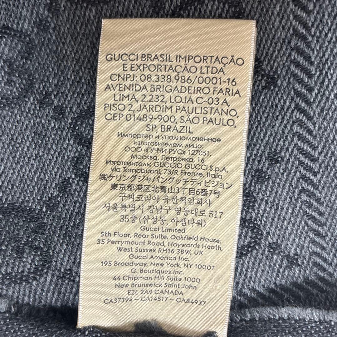 GUCCI　GG柄　GGパターン　マフラー　グレー✕黒　ITALY製