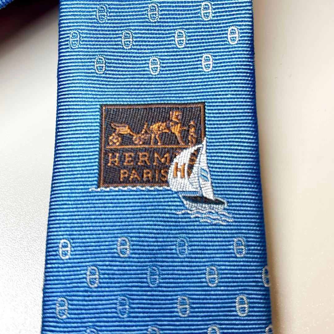 箱付き 未使用 HERMES シェーヌダンクル 総柄 ネクタイ 7.5