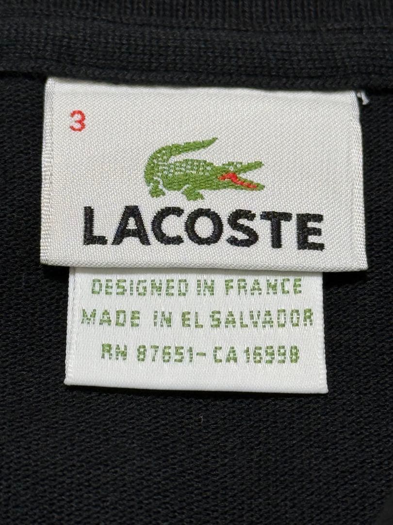 美品 LACOSTE ラコステ 長袖ポロシャツ 黒 サイズ3