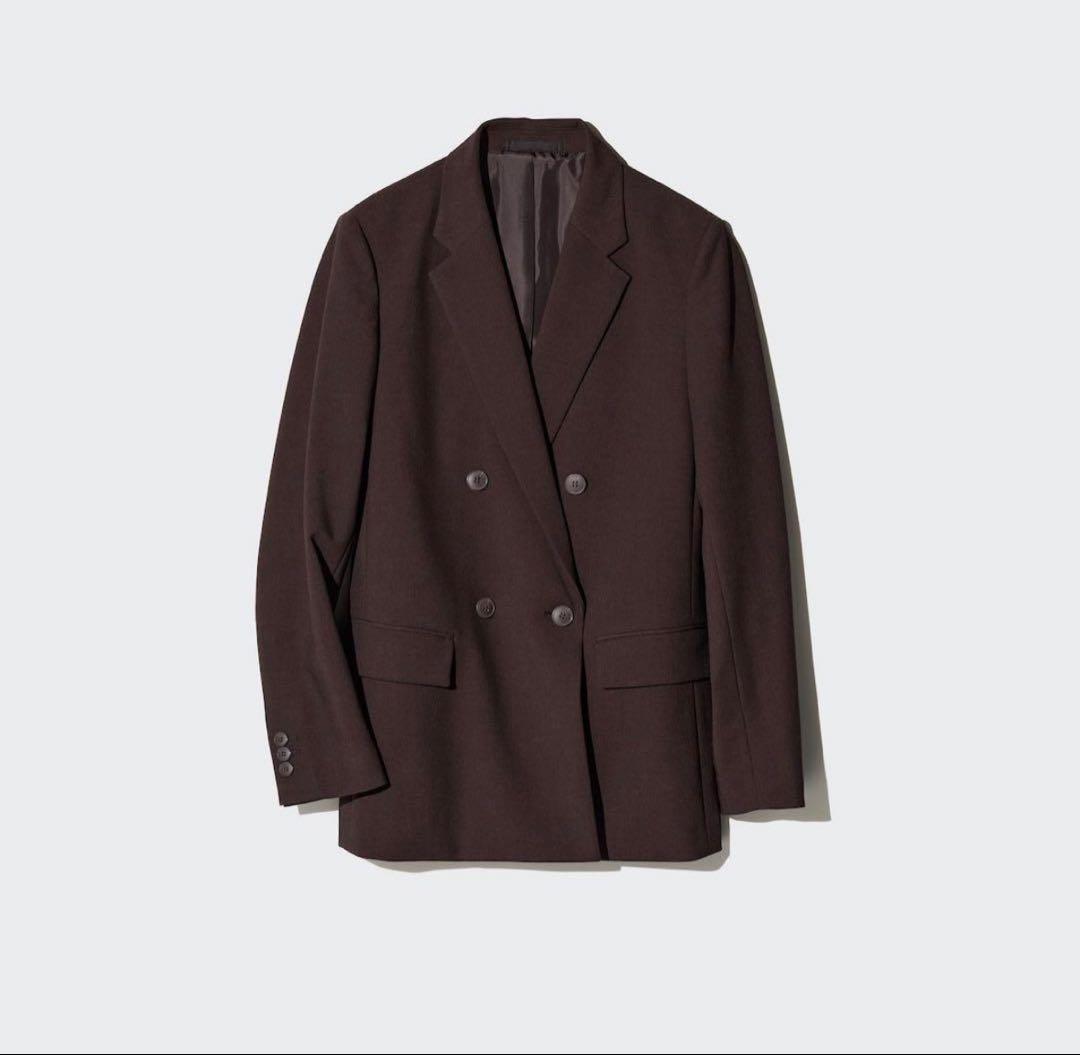 ダークブラウン ダブルブレスト テーラードジャケット