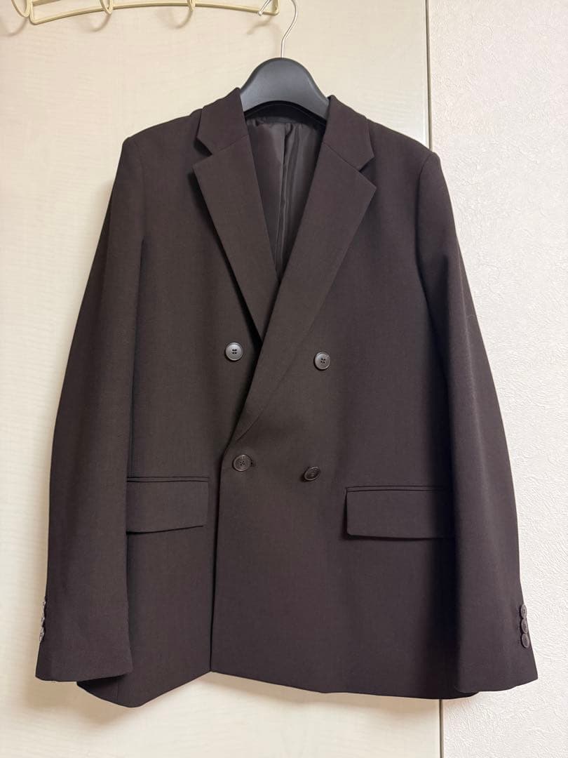 ダークブラウン ダブルブレスト テーラードジャケット