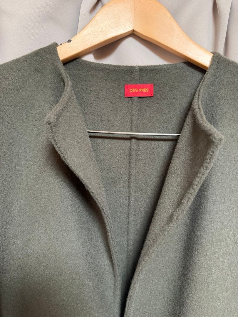 DES PRES デプレ　ノーカラーコート　ウール100%
