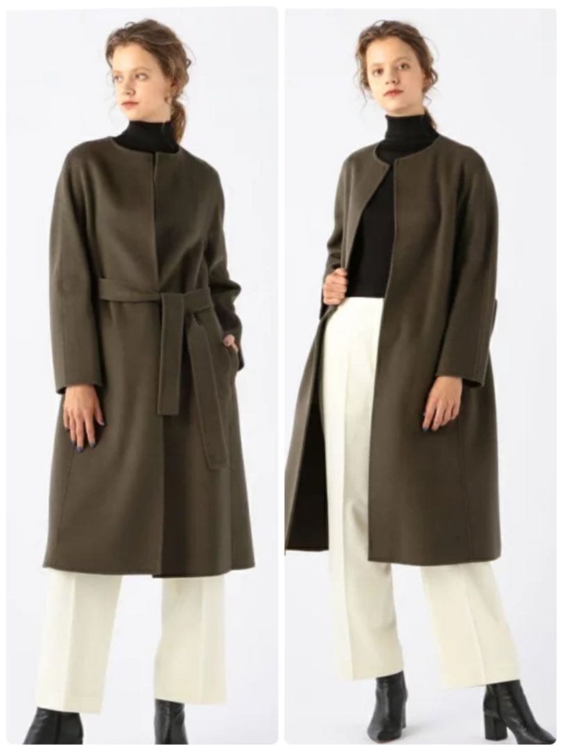 DES PRES デプレ　ノーカラーコート　ウール100%