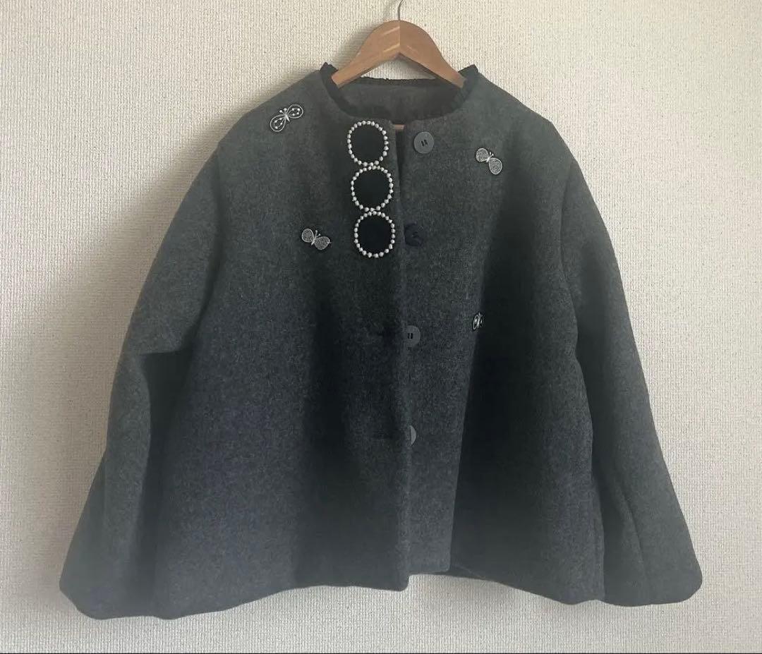 ミナペルホネン　タンバリン　choucho ウール ジャケット　ハンドメイド