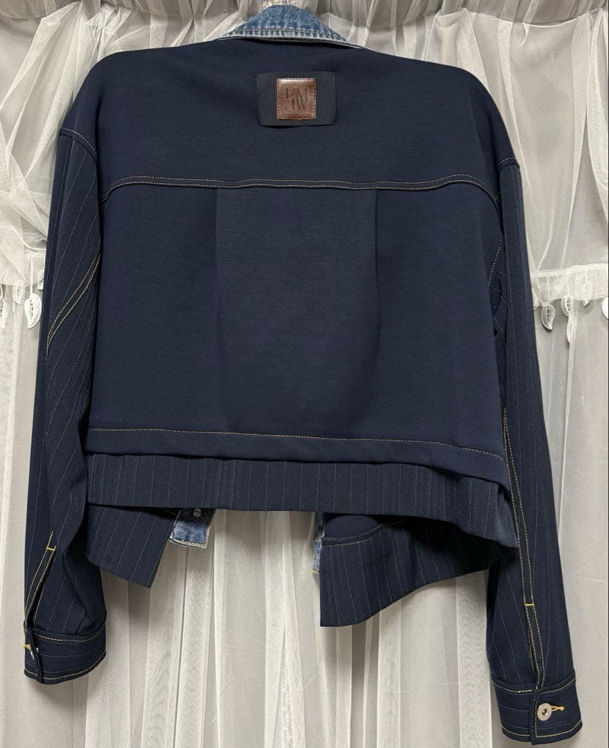 eimee lawデニムトリム ダンボール&ストライプジャケット