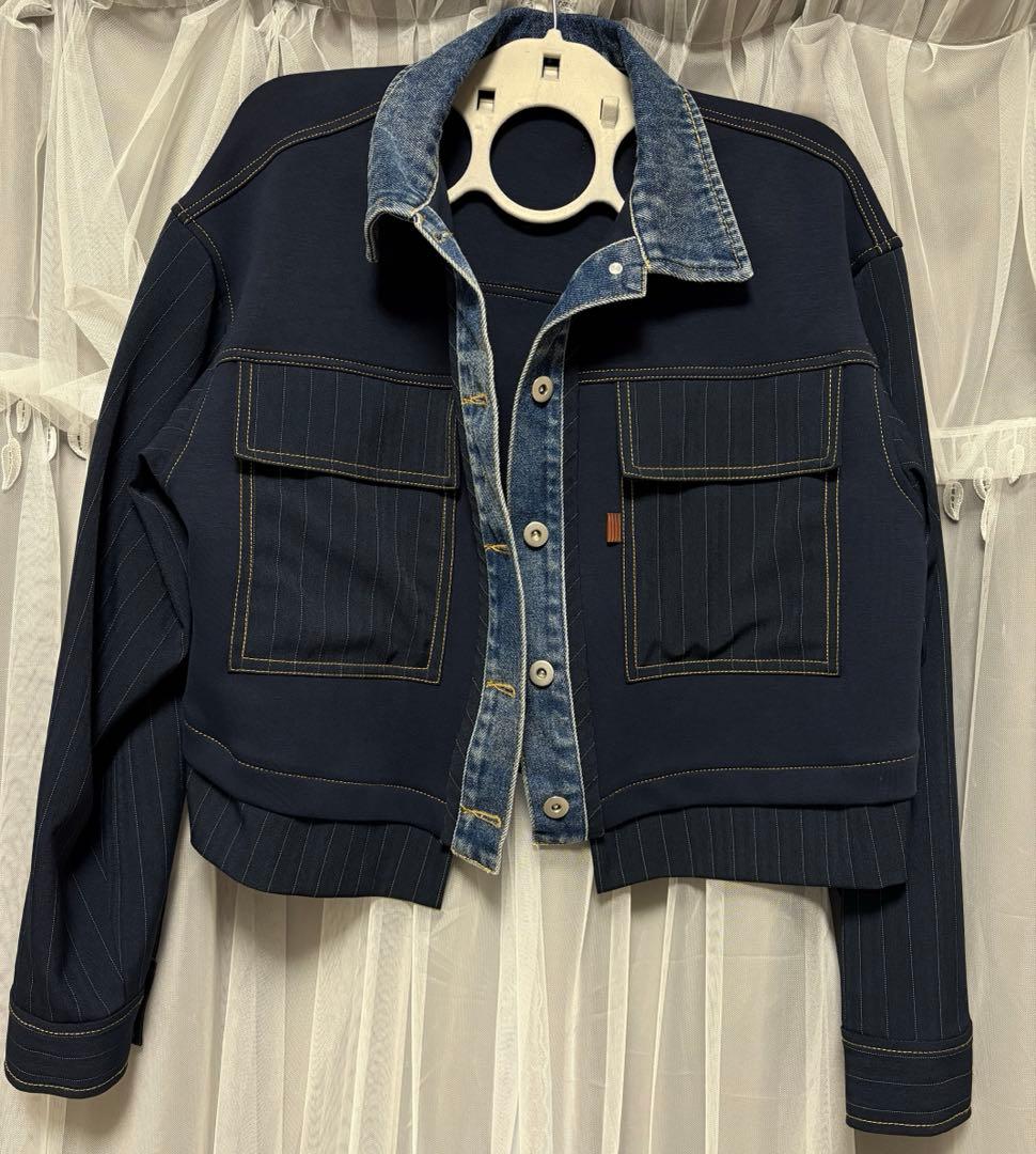 eimee lawデニムトリム ダンボール&ストライプジャケット