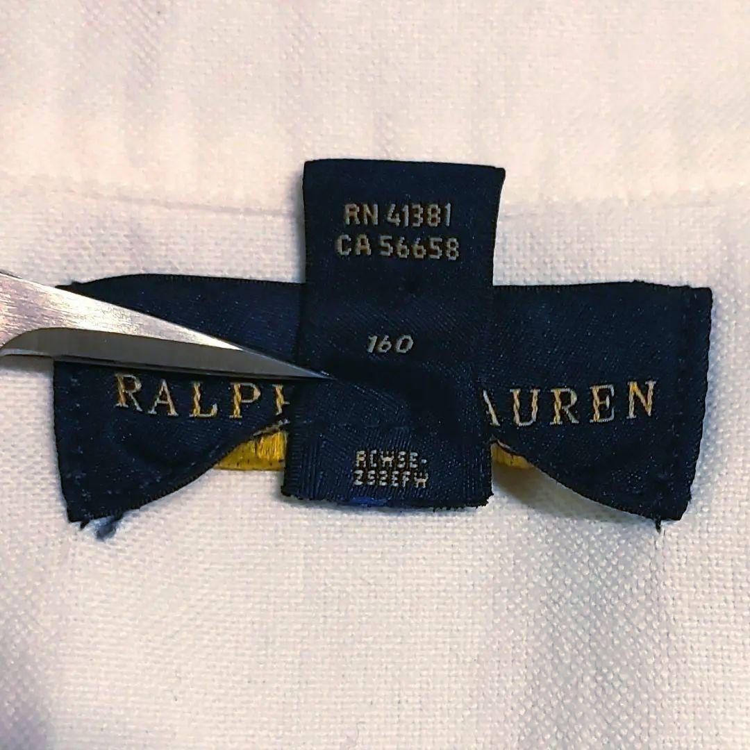 正規品160cm白ラルフローレンボタンダウン長袖シャツL14-16ホワイトBD