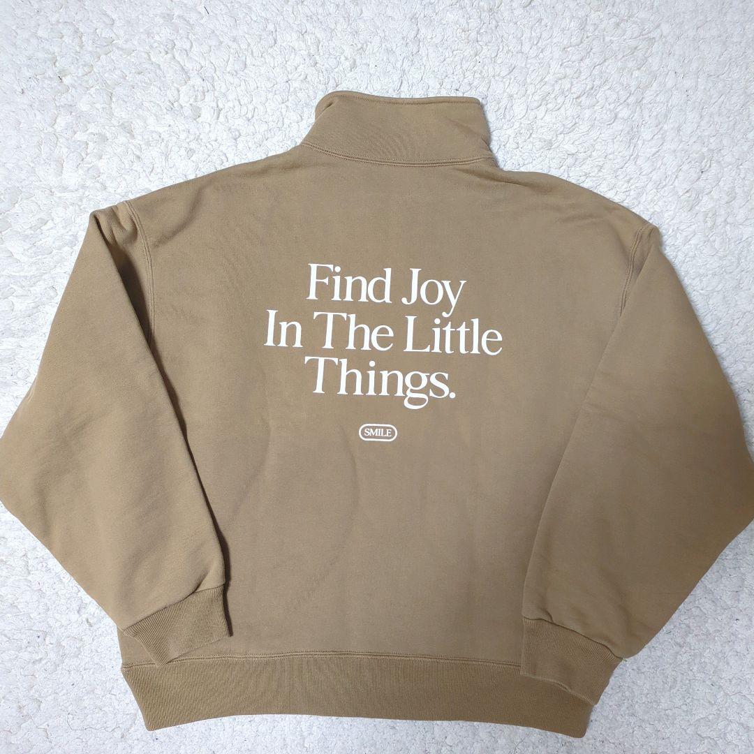 美品 スピックアンドスパン ハーフジップバックロゴスウェット 23AW キャメル