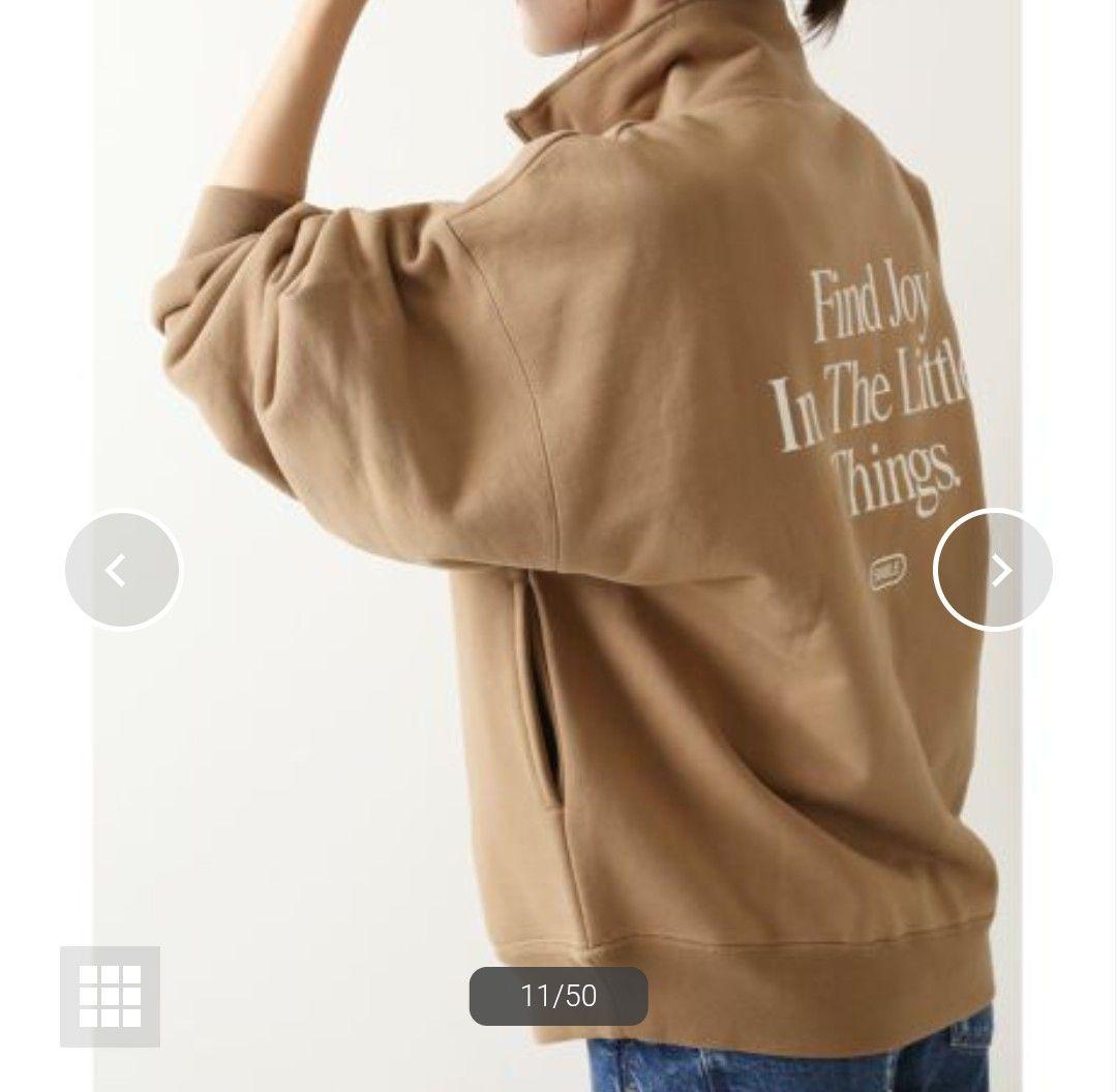 美品 スピックアンドスパン ハーフジップバックロゴスウェット 23AW キャメル