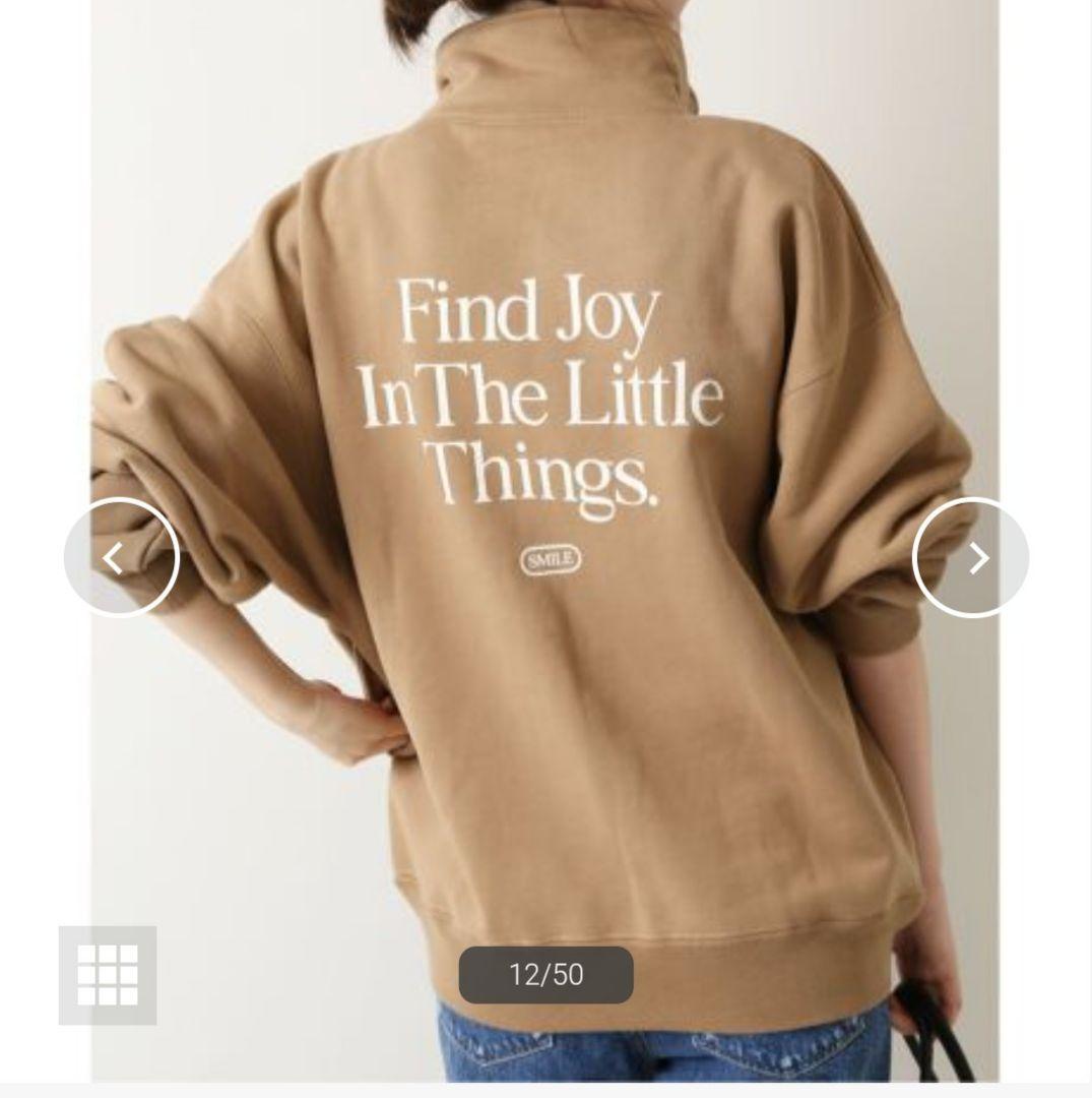 美品 スピックアンドスパン ハーフジップバックロゴスウェット 23AW キャメル